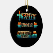 Christelijke Atleet Kleding Workout Gym Gewichthef Keramisch Ornament (Rechts)