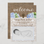 Christelijke Baby Boy Geboorte Aankondiging Kaarte (Voorkant / Achterkant)