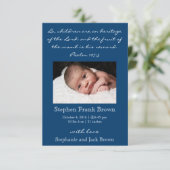 Christelijke babyjongen - Aankondiging ter geboort (Staand voorkant)