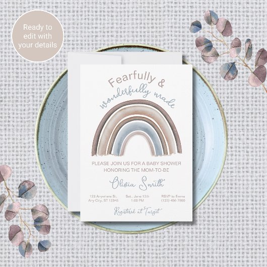 Christelijke babyshower uitnodiging regenboog them