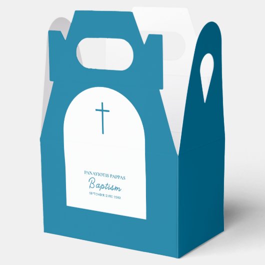 Christelijke Baptisme Christening Boy Blue Arch Bedankdoosjes (Geopend)