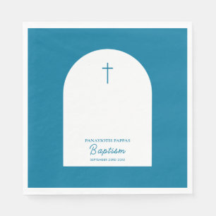 Christelijke Baptisme Christening Boy Blue Arch Servet