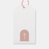 Christelijke baptisme Christening Girl Pink Arch Cadeaulabel (Achterkant)