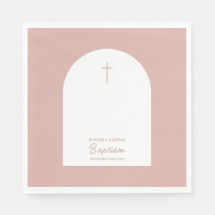 Christelijke baptisme Christening Girl Pink Arch Servet