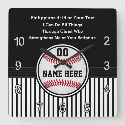 Christelijke Baseball-cadeautjes met honkbalBijbel Vierkante Klok (Voorkant)