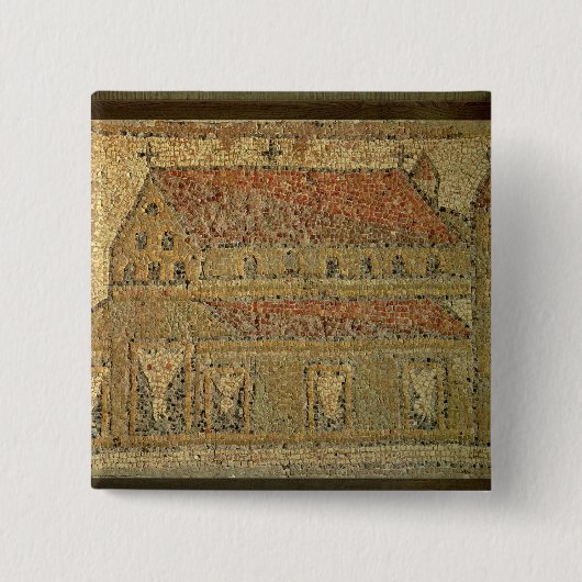 Christelijke basilica, mozaïekbedekking, Romeinse  Vierkante Button 5,1 Cm (Voorkant)