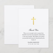 Christelijke begrafenis gouden kruis dank u bedankkaart (Voorkant / Achterkant)