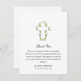 Christelijke begrafenis groen kruis dank u bedankkaart