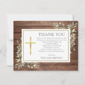 Christelijke begrafenis rustieke hout groen gedich bedankkaart (Voorkant)