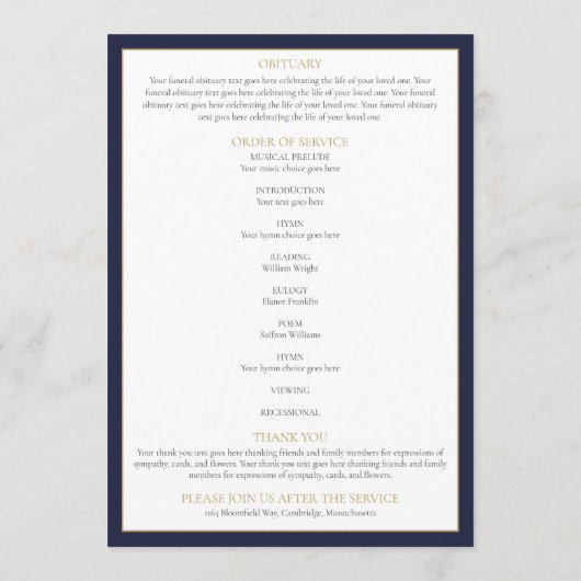 Christelijke begrafenisherdenkingsorde programmakaart (Achterkant)