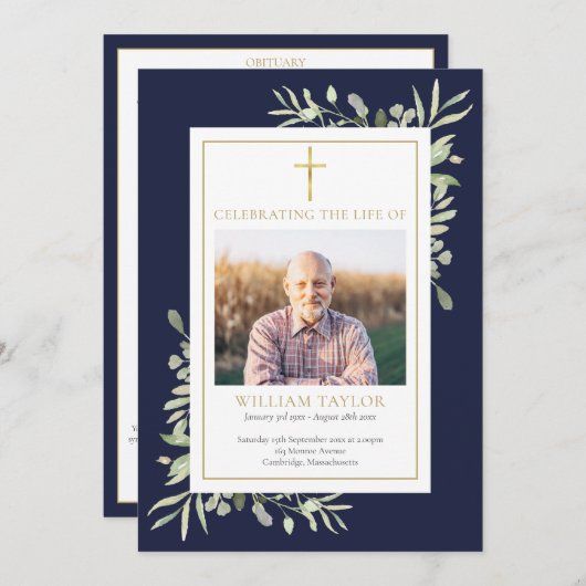 Christelijke begrafenisherdenkingsorde programmakaart (Voorkant / Achterkant)