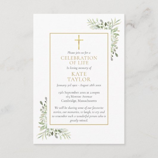 Christelijke begrafenismonument Greenery Prayer Ka RSVP Kaartje (Voorkant)