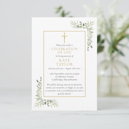 Christelijke begrafenismonument Greenery Prayer Ka RSVP Kaartje (Staand voorkant)