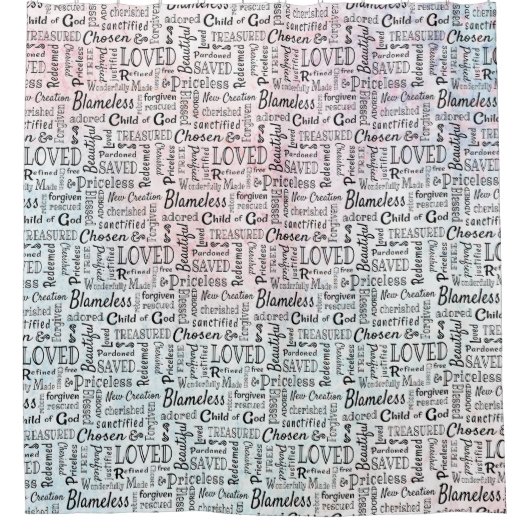 Christelijke bevestigende woorden douchegordijn (Voorkant)