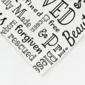 Christelijke bevestigende woorden fleece deken (Hoek)