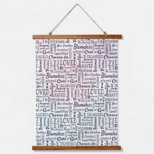 Christelijke bevestigende woorden hangend wandkleed (Voorkant)