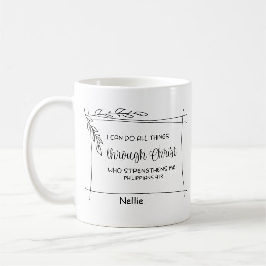 Christelijke bijbel als ik alles kan doen koffiemok (Links)