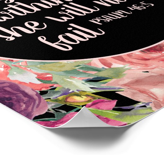 Christelijke Bijbel Roze Paars Floral Black Poster (Hoek)