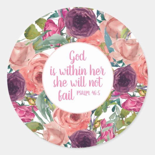 Christelijke Bijbel Roze Paarse Floral Ronde Sticker (Voorkant)