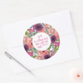 Christelijke Bijbel Roze Paarse Floral Ronde Sticker (Envelop)