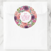Christelijke Bijbel Roze Paarse Floral Ronde Sticker (Tas)