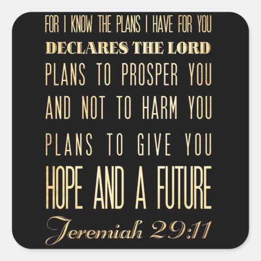 Christelijke Bijbel Scriptura Verse - Jeremiah 29: Vierkante Sticker (Voorkant)