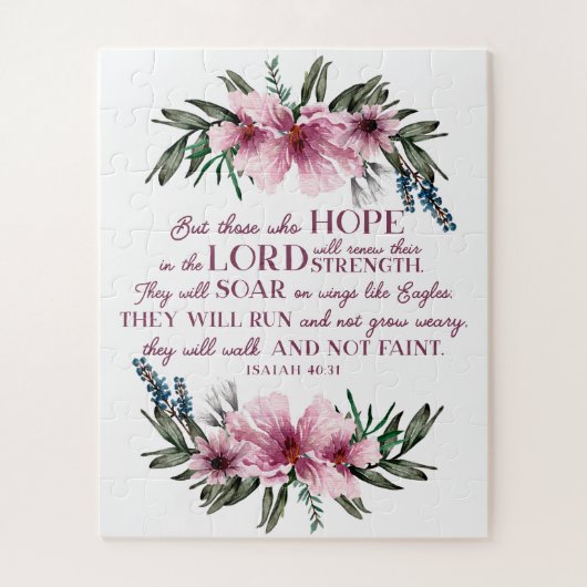 Christelijke bijbel Verse Blush Pink Floral Legpuzzel (Verticaal)