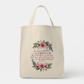 Christelijke bijbel Verse Blush Pink Floral Tote Bag (Achterkant)