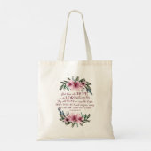 Christelijke Bijbel Verse Blush Pink Floral Tote Bag (Achterkant)