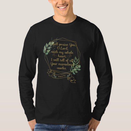 Christelijke Bijbel Verse Citaat Psalm 9 1 T-shirt (Voorkant)
