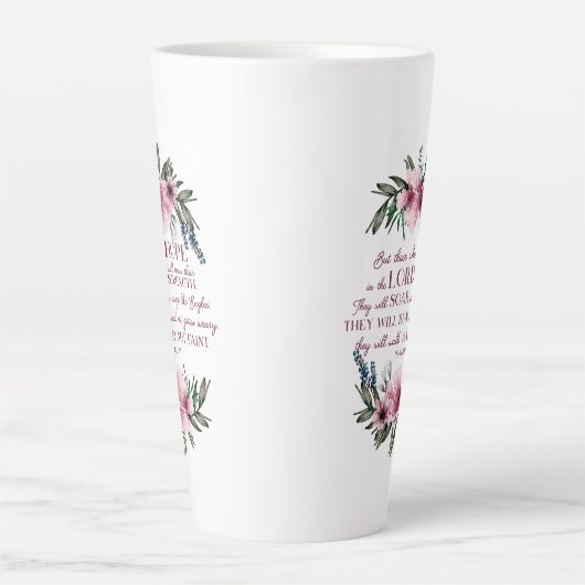 Christelijke Bijbel Verse Isaiah 40 Roze Floral Latte Mok (Voorkant)