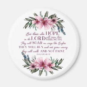 Christelijke Bijbel Verse Isaiah 40 Roze Floral Magneet