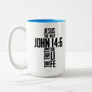 Christelijke Bijbel Verse Jesus The Way John 14:6 Tweekleurige Koffiemok