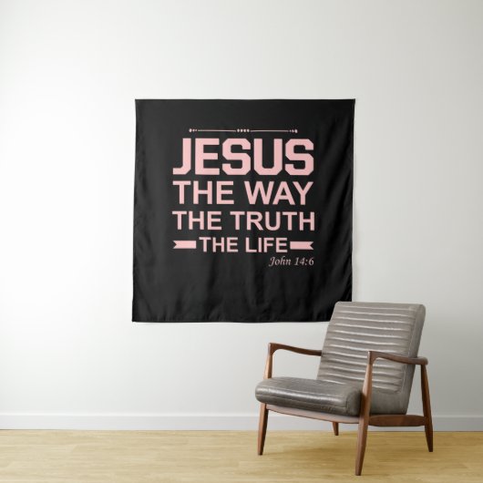 Christelijke Bijbel Verse Jesus Way Truth Life Wandkleed (In situ)