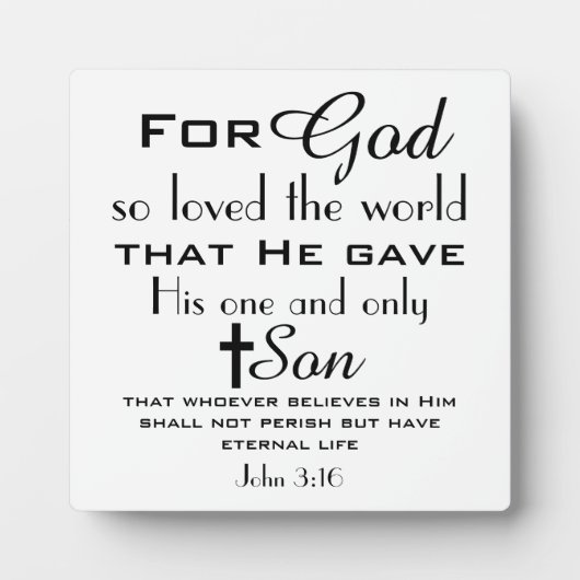 Christelijke Bijbel Verse John 3:16 Fotoplaat (Voorkant)