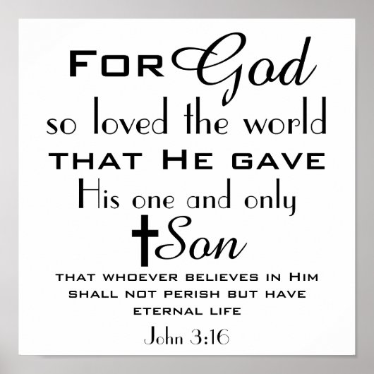 Christelijke Bijbel Verse John 3:16 Poster (Voorkant)