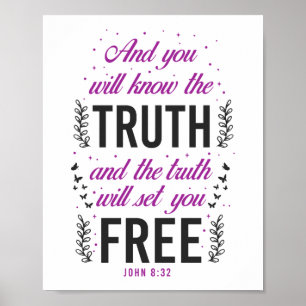 Christelijke Bijbel Verse John 8:32 Poster