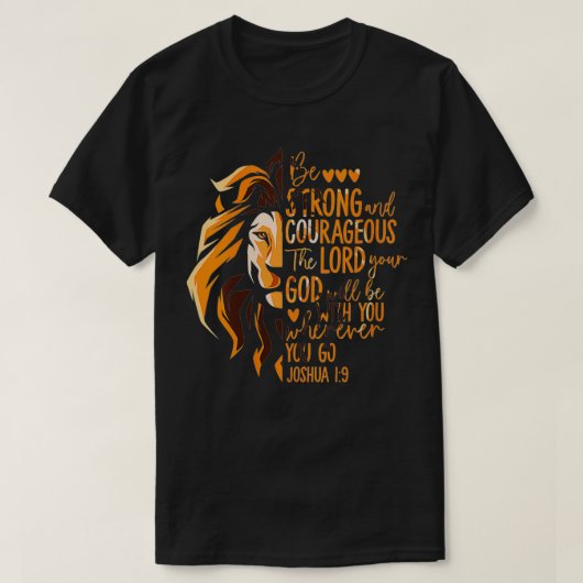 Christelijke Bijbel Verse Joshua 19 Lion VNeck T-shirt (Design voorkant)