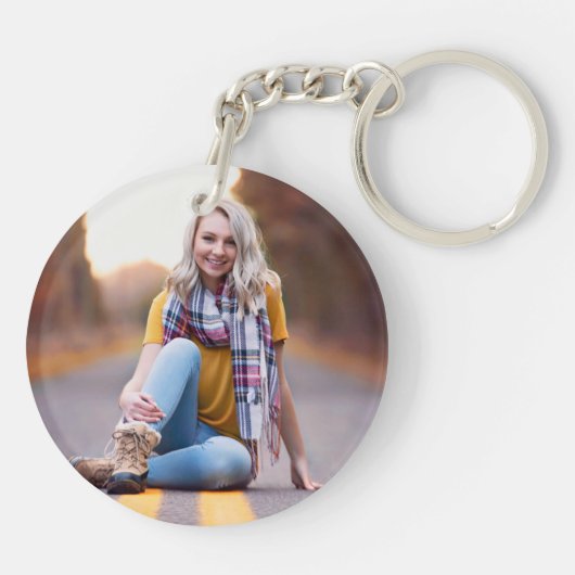 Christelijke Bijbel Verse Pink Floral Foto Bericht Sleutelhanger (Achterkant)