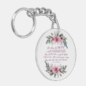 Christelijke Bijbel Verse Pink Floral foto Sleutelhanger (Voorkant Links)