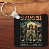 Christelijke Bijbel Verse Psalms 91 Religieuze God Sleutelhanger (Voorkant)