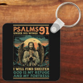 Christelijke Bijbel Verse Psalms 91 Religieuze God Sleutelhanger (Achterkant)