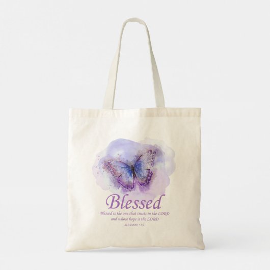 Christelijke bijbel, verse vlinder, voor vrouwen:  tote bag (Achterkant)