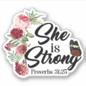 Christelijke Bijbel Verse zij is sterke spreekwoor Sticker (Voorkant)