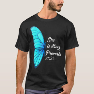 Christelijke Bijbel Verse zij is sterke werkwoorde T-shirt