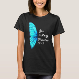 Christelijke Bijbel Verse zij is sterke werkwoorde T-shirt