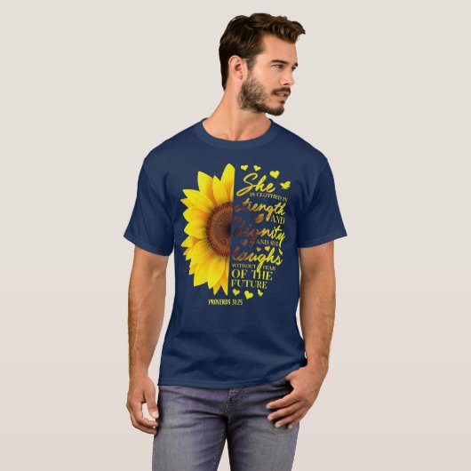 Christelijke Bijbel Verse - Zonnebloemscriptie Gif T-shirt (Voorkant volledig)