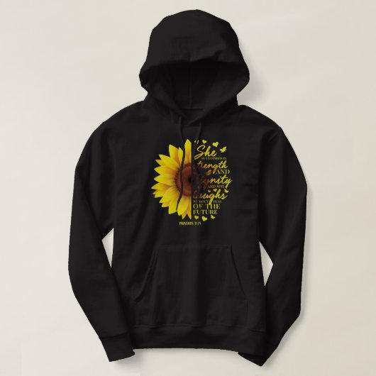 Christelijke Bijbel Verse Zonnebloemscriptie Relig Hoodie (Design voorkant)