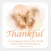 Christelijke bijbel vlinder voor vrouwen: bedankt vierkante sticker (Voorkant)