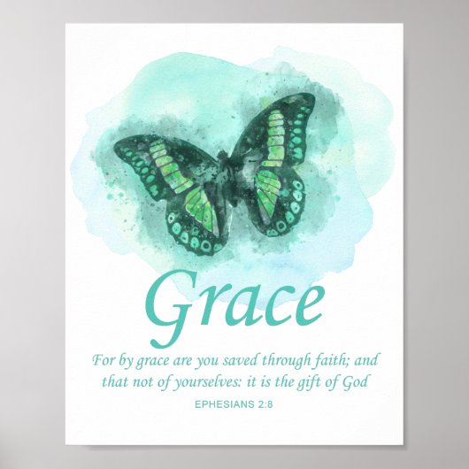 Christelijke bijbel vlinder voor vrouwen: Grace Poster (Voorkant)